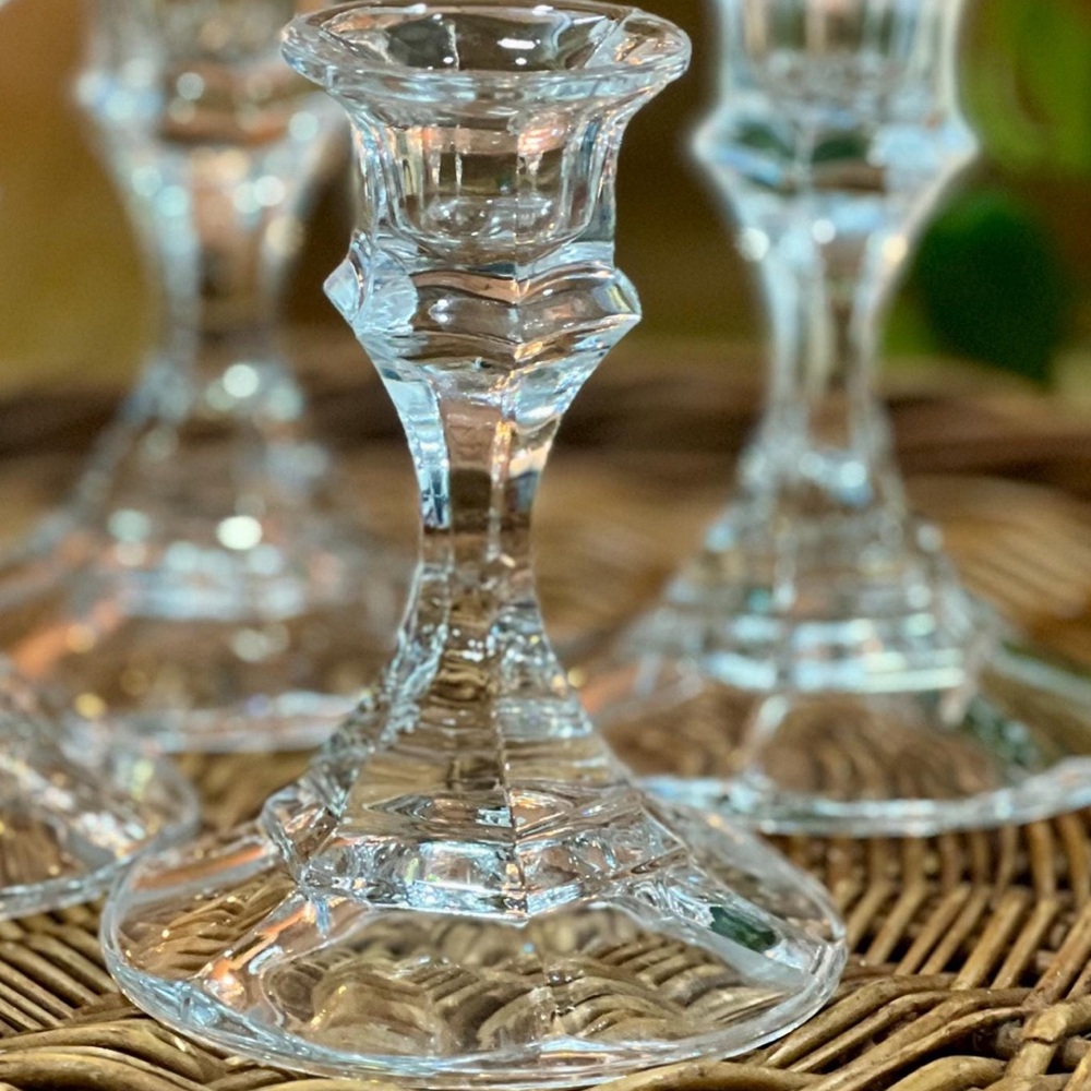 Vintage Set (3) Crystal Candlesticks